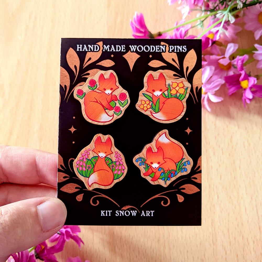 Flower Fox Pin Set - Image 2