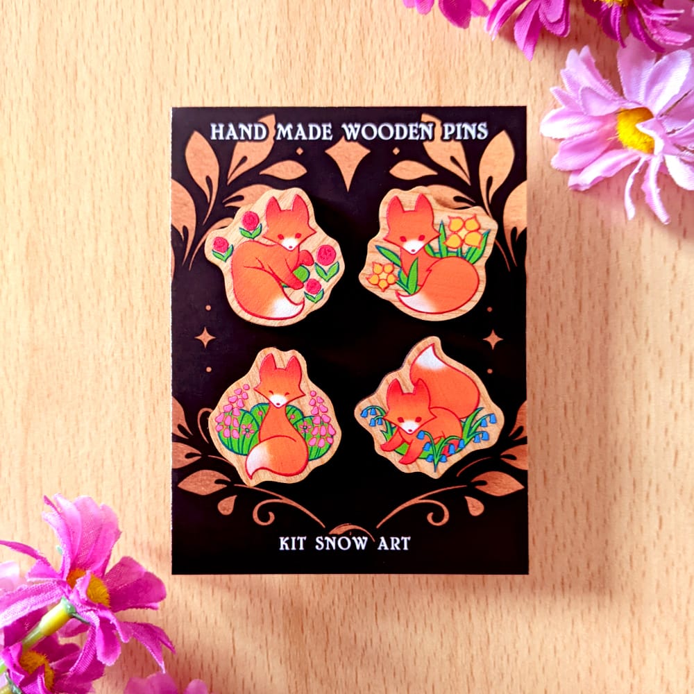 Flower Fox Pin Set - Image 3