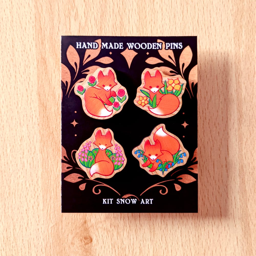 Flower Fox Pin Set - Image 4